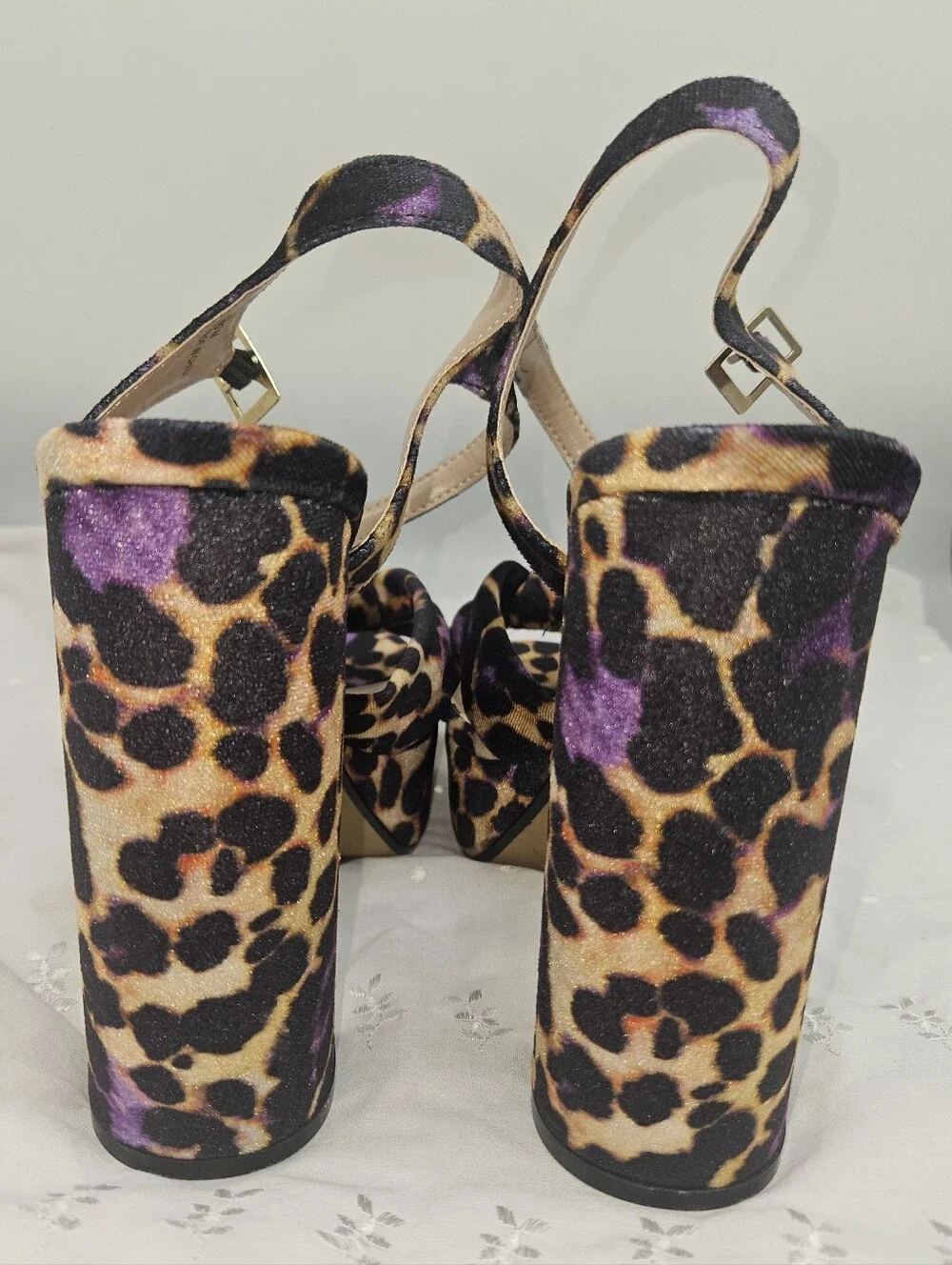 NWoB Betsey Johnson Melanni Purple Cheetah Print Platform Heels 10 Narrow